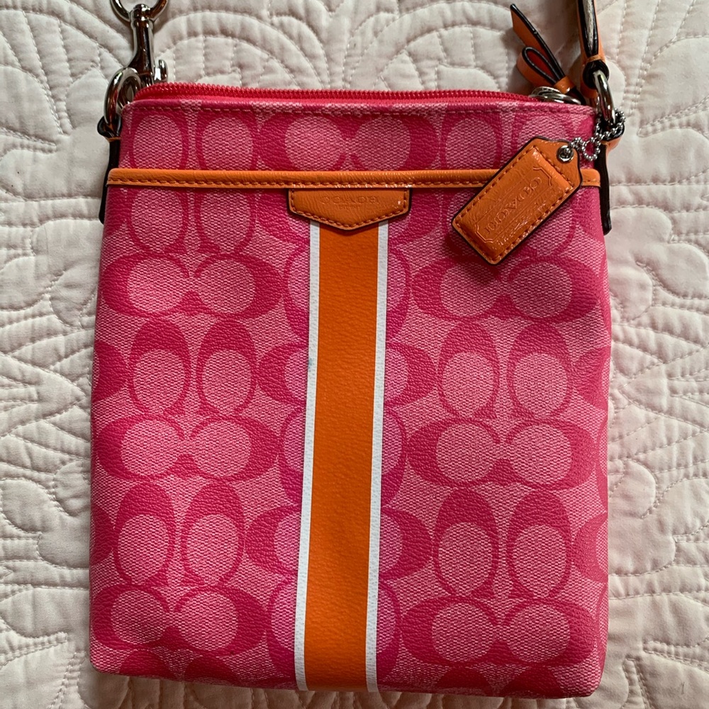 Hot Pink and Orange Coach Crossbody Bag